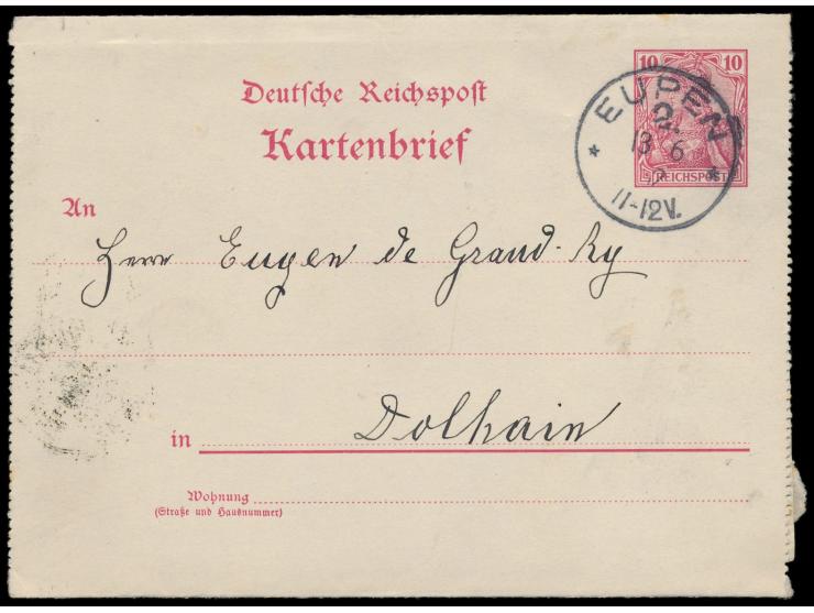 Kartenbrief 10 Pf. mit Stempel  Eupen 2  13.6.02 zum  Grenztarif  nach Dolhain / Belgien, Entfernung ca. 7 Kilometer Luftlini