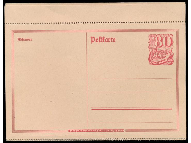 Ganzsache 80 Pf. Postreiter  gezähnt,  kompletter  Fünferstreifen,  ungebraucht, MiPr. 150 
