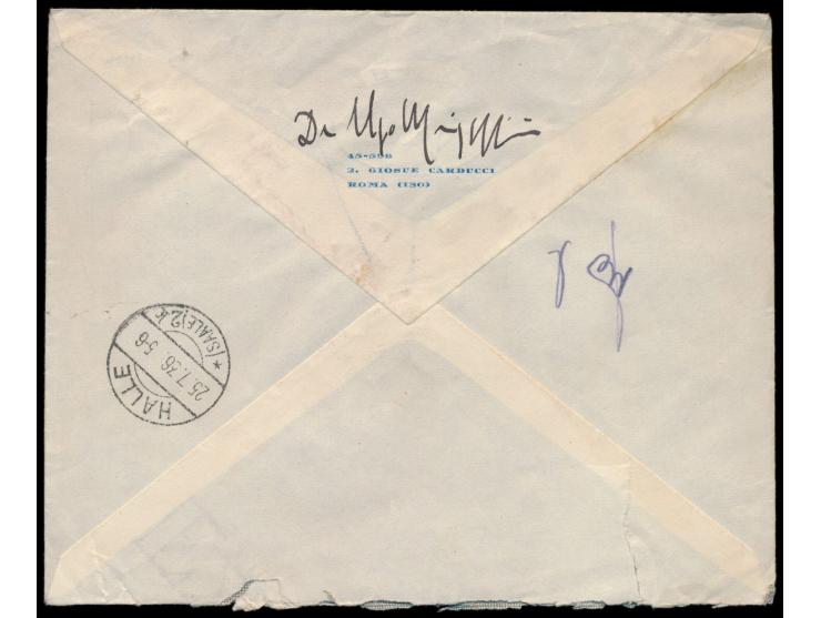 Imperiale 2 x 25 C., 50 C. und 1,75 L. auf Einschreibbrief mit Stempel  Roma 2 Ministero Finanze  23.7.36 nach Deutschland, A