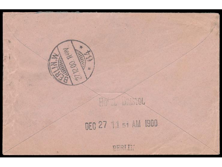 Rohrpostumschlag 30 Pf. mit Rohrpost-Stempel Berlin, C 2 27.12.00, an einen Gast des Hotel Bristol (Unter den Linden 5-6), rü