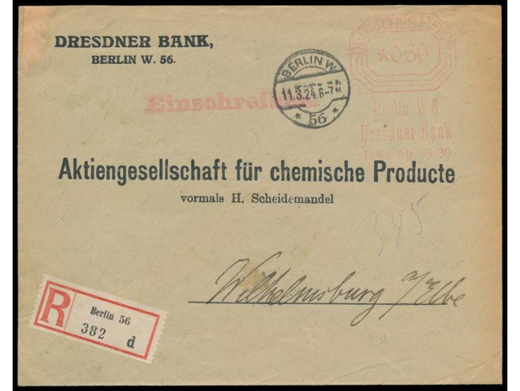 Francotyp-Absenderfreistempel-Vorläufer,  Fabrikat Anker,  Berlin W 8, Dresdner Bank, Behrensstr. 35-39,  Achteck-Wertrahmen 