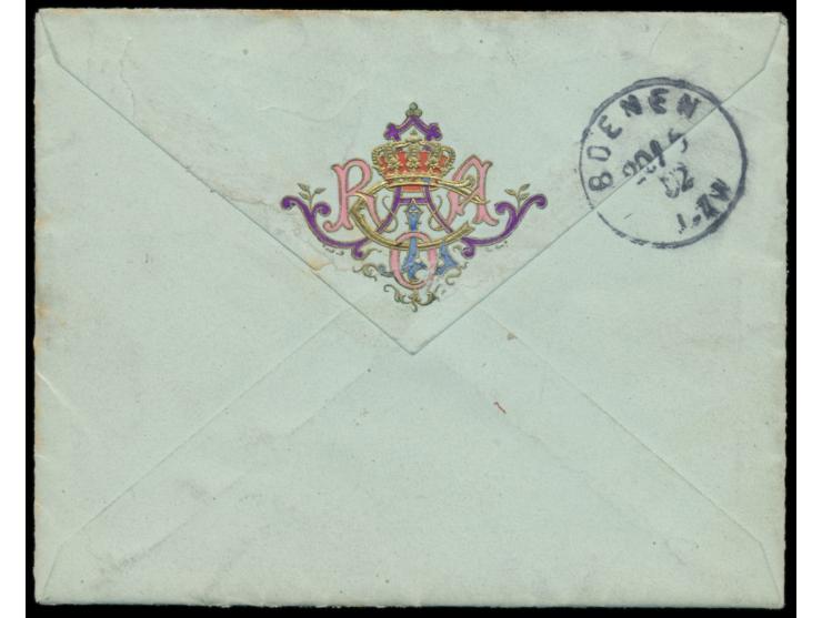 Stempel  Sibyllenort  19.6.02 auf Umschlag mit rückseitig eingeprägtem Wappen als  Einschreiben  nach Boenen (Haus Bögge), ha