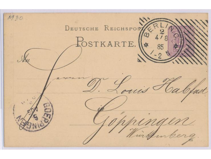 Hoster- Maschinenstempel  Berlin C2 4.8.85 ohne Nummern, Miller HO-2, frühes Datum auf Ganzsache 5 Pfg. mit Firmenzudruck Brö