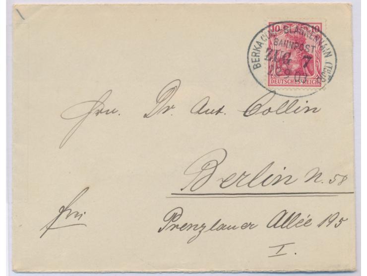 Berka (Ilm) - Blankenhain (Thür.)  Zug 7 22.9.03, Stumpfovalstempel auf Brief nach Berlin, Ankunftstempel 23.9.03, Zweigbahn,