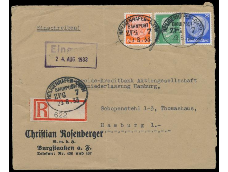 Heiligenhafen - Orth  Zug 7 23.8.33, Stumpfovalstempel der  Inselbahn Fehmarn  (Kreis Oldenburger Eisenbahn, Kleinbahn) auf  