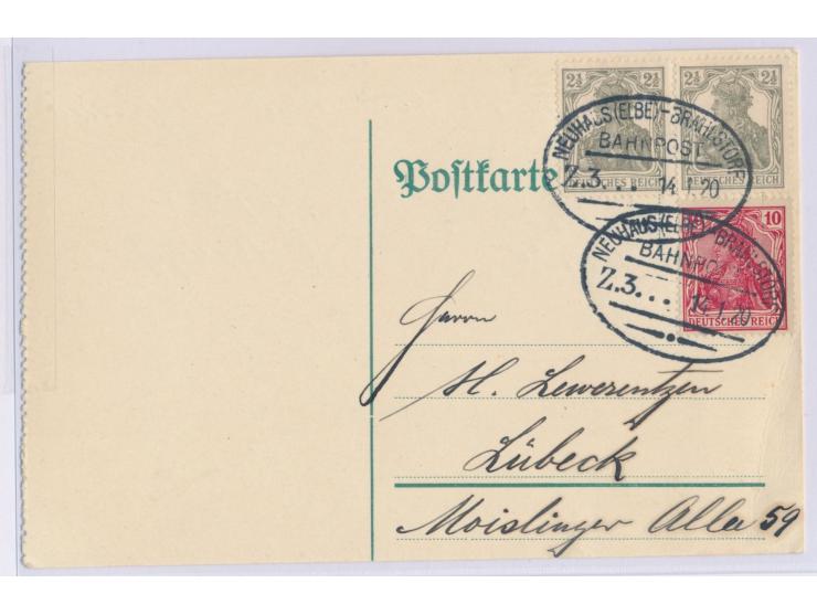 Neuhaus (Elbe) - Brahlstorf  Z.3... 14.1.20, Ovalstempel der Kleinbahn (Streckenlänge 11 Kilometer, Normalspur) auf Postkarte