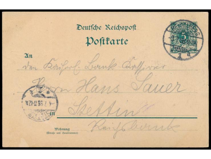 Reichsbankbeamte in Süddeutschlands Heidelberg 3.7.1898,  seltenes dreifarbiges Bild C 67/1, Stempel Heidelberg 3.7.98, Bedar