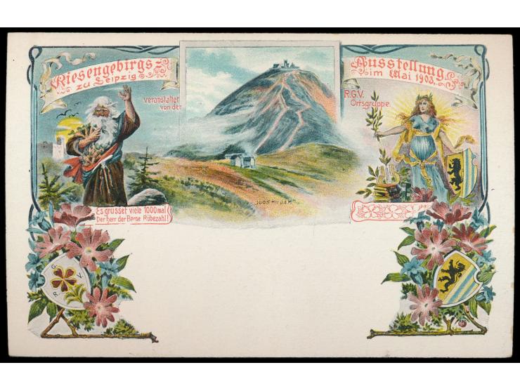 Leipzig, Riesengebirgsausstellung,  Mai 1903, 2 Pf. Germania, Frech C 5, ungebraucht
Stichwort: Märchen / Mythologie / Sagen
