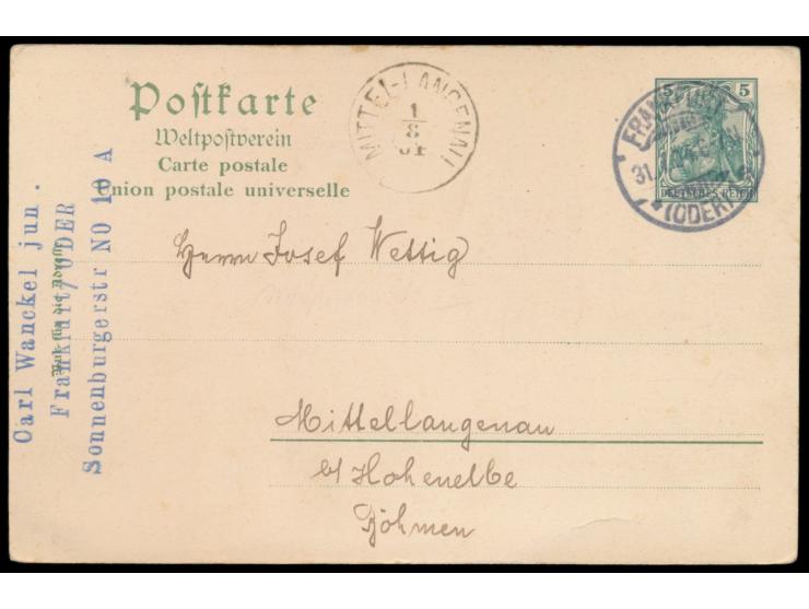 Privatganzsache 5 Pf.,  25jähriges Stiftungsfest Internationaler Philatelisten-Verein Dresden,  Bild  "Unsere Damen II" , Fre