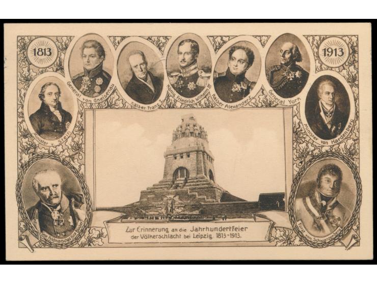 Privatganzsache 5 Pf.,  Leipzig, Jahrhundertfeier der Völkerschlacht,  kompletter Satz von drei Karten, Bilder  Völkerschlach