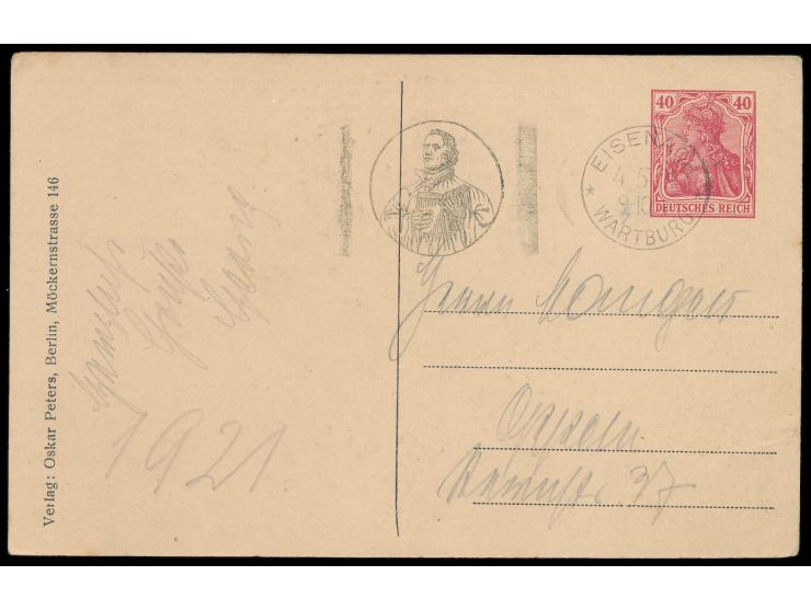 Reformation, &nbsp;Wertstempel 40 Pfg. Germania, sehr seltenes Bild Frech C 3 / 2 &nbsp;&nbsp;2 Medaillons Luther ... Luther 