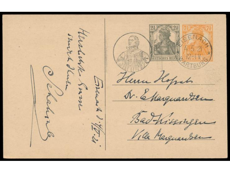 400 Jahrfeier der Reformation, &nbsp;Wertstempel 7 1/2 Pf. und 2 1/2 Pf., Bilder Luthermedaillon, Anschlag der 95 Thesen und 