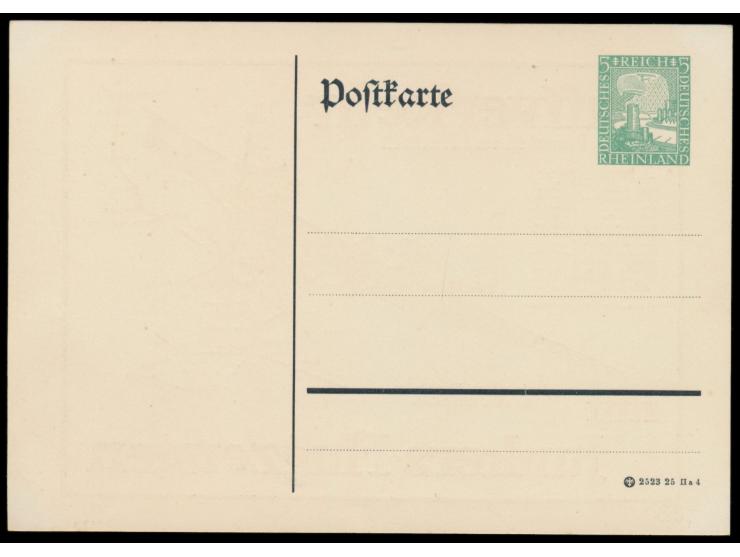 Privatganzsache mit Wertstempel 5 Pf. Rheinlandfeier,  "Luftverkehr mit Junkers-Flugzeugen",  Frech B 5, ungebraucht
Stichwor