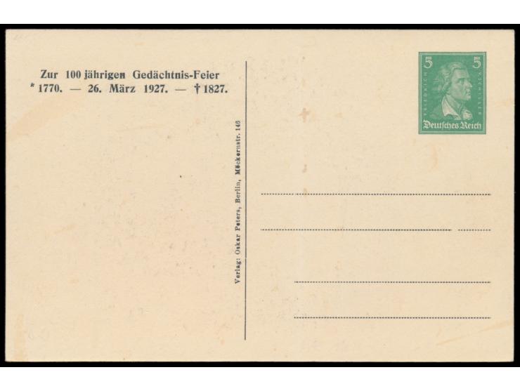 Privatganzsache 5 Pf. Schiller,  100 jährige Beethoven-Gedächtnis-Feier  (Bonn), rückseitig Beethoven-Porträt, Frech E 2, ung