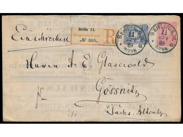 Privat-Anzeigen-Faltbrief  10 Pf., Strahlendorf / Mette PAF 2 F 1 / 01, mit Zusatzfrankatur 20 Pf. als  Einschreiben,  Stempe