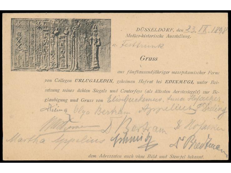 Sonderstempel  Düsseldorf 70. Naturf. Vers.  24.9.98, zwei Abschläge vom Letzttag auf Ganzsache 5 Pf. mit  Bild- und Textzudr