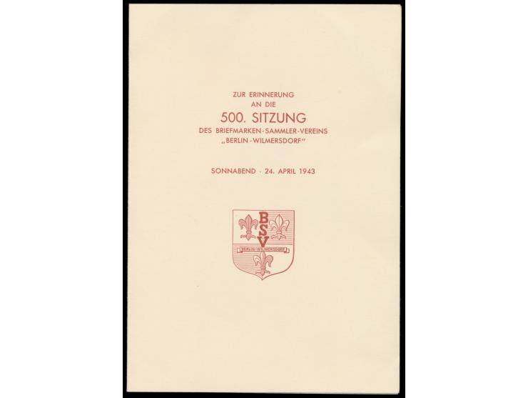 Europäischer Postkongress: &nbsp;Geschenkheft anlässlich der 500. Sitzung des Briefmarken-Sammler-Vereins Berlin-Wilmersdorf 