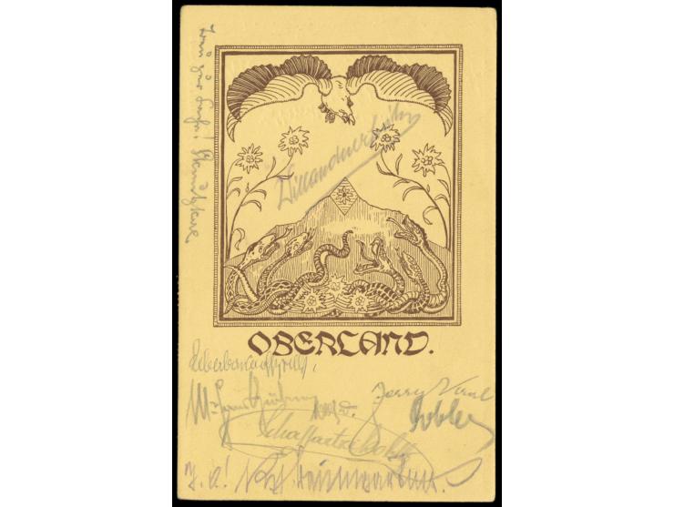 Österreich 100 und 2x 200 Kr., Stempel Linz &nbsp;29.7.24 auf &nbsp;Bildkarte der &nbsp;&nbsp;Gruppe Oberland. &nbsp;Gerichte