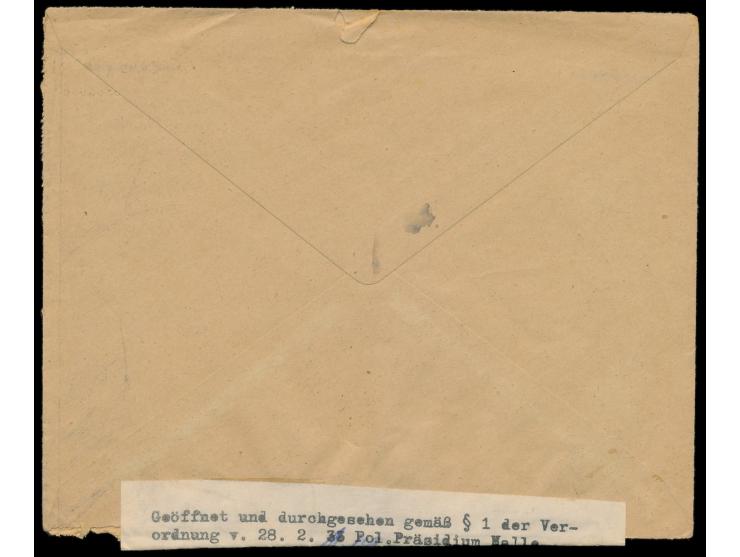 2x 6 Pfg. Hindenburg auf Firmenbrief an den Teppich- und Möbelhandel Arnold &amp; Troitzsch in Halle, Stempel Mittweida 14.5.