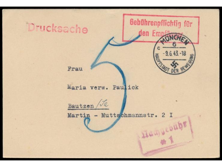 Drucksachenkarte des  Türkischen Generalkonsulats  in München mit Text "Das Konsulat sieht sich nicht in der Lage Ihr Gesuch 