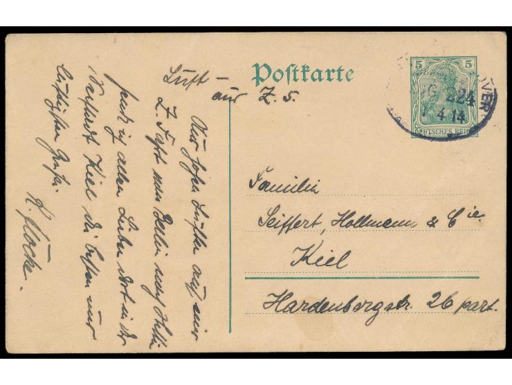 LZ 20, Heeres-Luftschiff Z V: &nbsp;Ganzsache 5 Pfg. als &nbsp;&nbsp;Zeppelin - Abwurfkarte, &nbsp;handschriftlich &nbsp;&quo