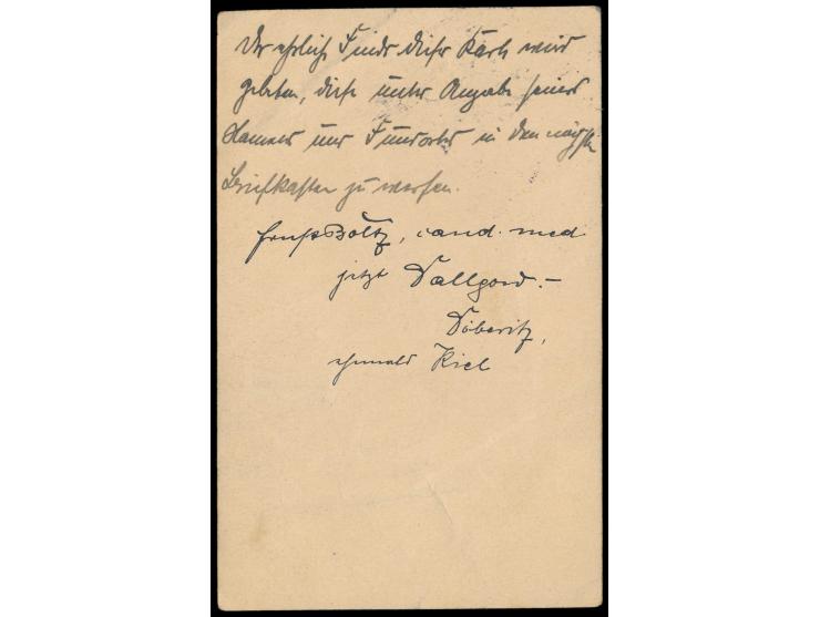 LZ 20, Heeres-Luftschiff Z V: &nbsp;Ganzsache 5 Pfg. als &nbsp;&nbsp;Zeppelin - Abwurfkarte, &nbsp;handschriftlich &nbsp;&quo