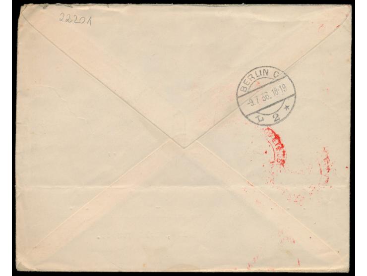 5. Nordamerikafahrt 1936 &nbsp;mit LZ 129 &quot;Graf Zeppelin&quot; 10.7. bis 13.7.1936, Luftpostbrief mit &nbsp;Bulgarien-Fr