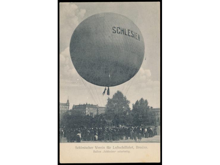 Ansichtskarte &nbsp;&quot;Schlesischer Verein für Luftschiffahrt, Breslau - Ballon Schlesien reisefertig&quot;, &nbsp;Frankat