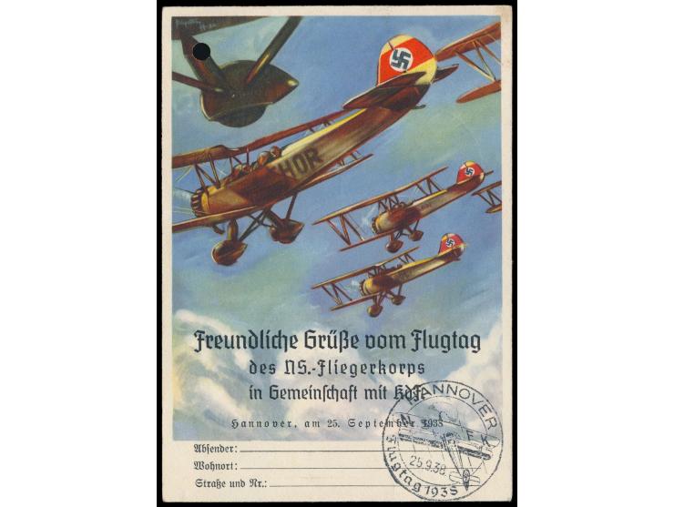 Sonderkarte &nbsp;NS-Fliegerkorps &nbsp;mit Zudruck &quot;Freundliche Grüße vom Flugtag ... Hannover, m 25. September 1938&qu