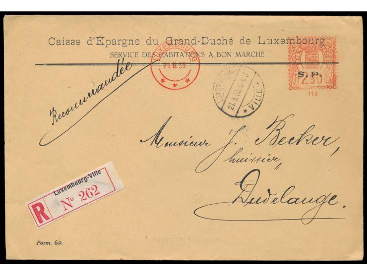 seltener Absenderfreistempel Modell Hasler mit  Wertrahmen mit Wappen und Krone  und Maschinen-Nr. 113 (einzige Maschine), We