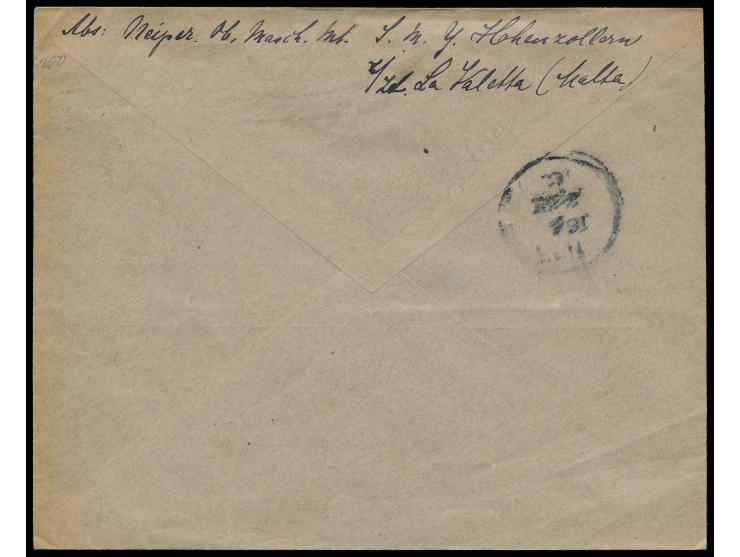 Stempel  Kais. Deutsche Marine-Schiffspost No. 32  11.4.04,  S.M.Y. Hohenzollern  (Kaiserliche Yacht) während der Mittelmeer-