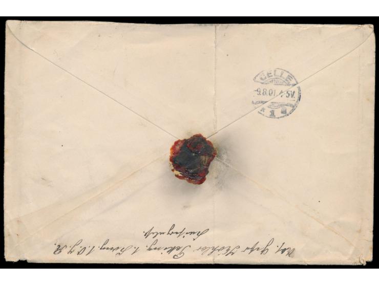 Petschili-Aushilfsausgabe,  2 x  10 Pf. Germania  (Zahnspitzen stockfleckig) auf übergewichtigem Feldpostbrief (51 bis 250 g)