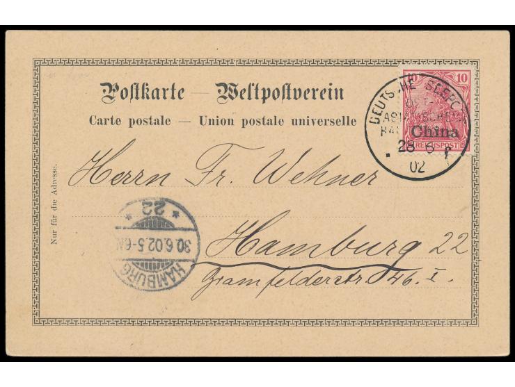 Stempel Deutsche Seepost  Ost-Asiatische Hauptlinie f  28.6.02, Dampfer Prinzregent Luitpold, nur vom 19.3. bis 12.11.1902 au