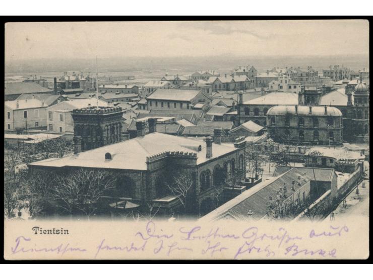 2 C. auf Ansichtskarte von Tientsin im Soldatentarif nach Deutschland, Stempel  Tientsin   28.11.06, violetter L1  4. (beritt