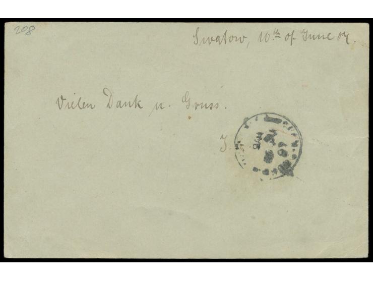 Stempel  Swatau  29.6.07 auf  Französisch-Indochina-Ganzsache  10 C. mit Zusatzfrankatur Dt. Post 4 C. an den Chef-Ingenieur 