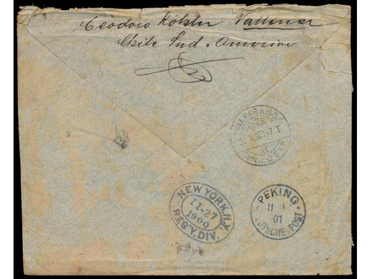 Einschreibbrief aus Chile  mit Vermerk "Feldpostbrief", Frankatur 4 x 5 C. Colon, Stempel Vallenar 22.10.00,  an das Deutsche