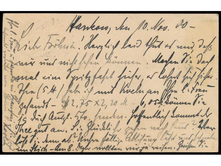 Stempel  Hankau  10.11.00 auf Feldpost-Vordruckkarte  an S.M.S. Geier  in Shanghai, Bedarf
Stichwörter: Feldpost bis 1920, Ma