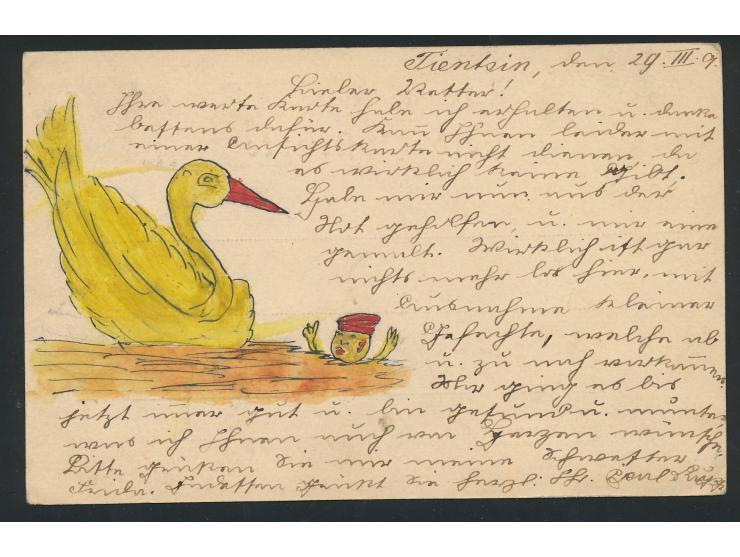 Stempel  K. D. Feldpostexped. des Ostasiatischen Expeditionscorps b  30.3. und violetter R3 S. B. / Ostas. Exped. / I. Bat. 6