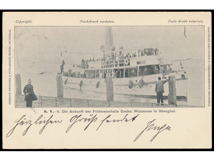 Ansichtskarte  Die Ankunft des Feldmarschalls Grafen Waldersee in Shanghai  (Deutsche Druckerei &amp; Verlagsanstalt Shanghai