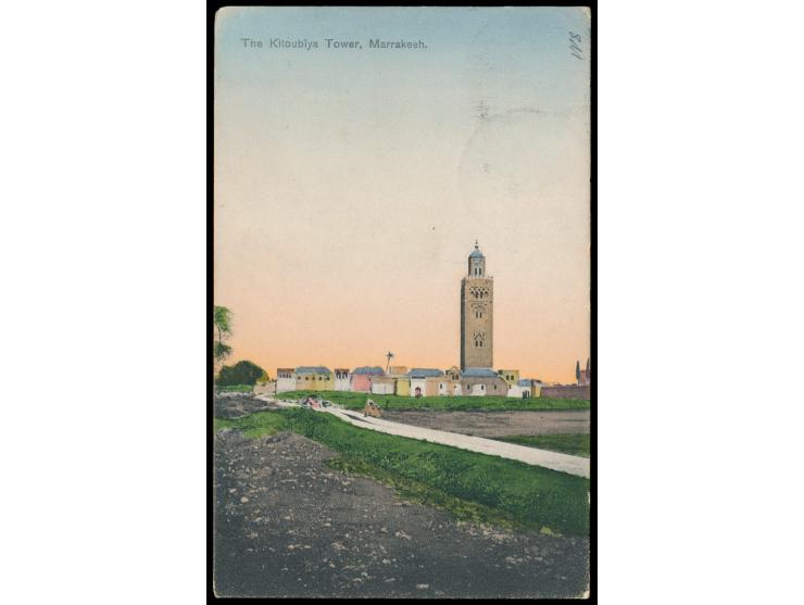 Stempel  MSP No. 80  1.9.11,  S.M.S. Eber,  auf Ansichtskarte von Marrakesch, geschrieben in  Agadir 12.8.1911,  während der 