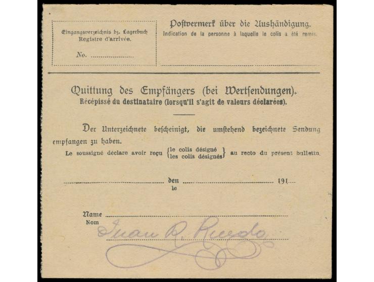 Einzelfrankatur 1 Pes. auf  Paketkarte  mit Stempel  Tanger (Marokko) b  13.11.12 nach Rabat
