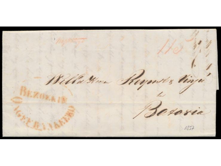 Niederländisch-Indien,  1848-1857: Lot von 11 Faltbriefen nach Batavia (1 x nach Palembang), alle mit Ovalstempel  "... Ongef