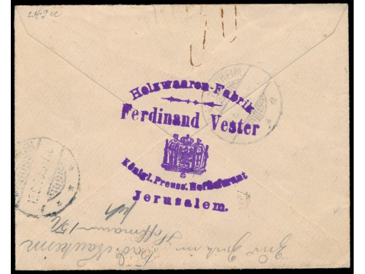 1 Pia. auf Brief mit  unbeschädigtem  Stempel  Jerusalem  6.6. 00 nach Deutschland, rückseitig Absenderstempel "Holzwarenfabr