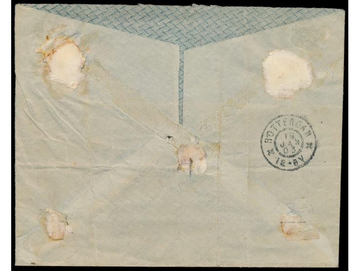 senkrechtes Paar  Mitläufer  20 Pf. mit  Firmenlochung "BIO"  (Banque Impériale Ottomane) auf Einschreibbrief nach Rotterdam,