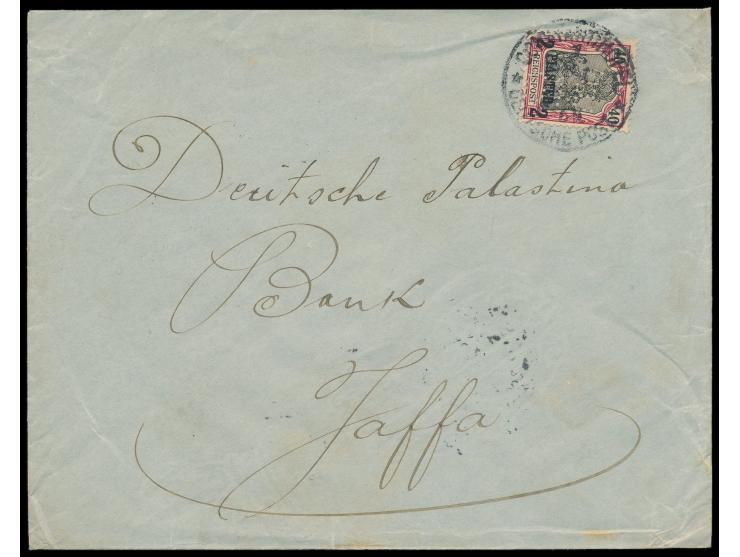 2 Pia. mit  Firmenlochung "BIO"  auf Brief 2. Gewicht mit Absendereindruck "Banque Impériale Ottomane", Stempel  Constantinop