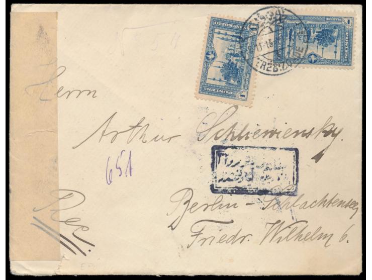Georgische Legion, &nbsp;2 x 1 Pia. auf &nbsp;R-Brief &nbsp;mit Stempel &nbsp;Trebizonde &nbsp;8.11.15 nach Berlin-Schlachten