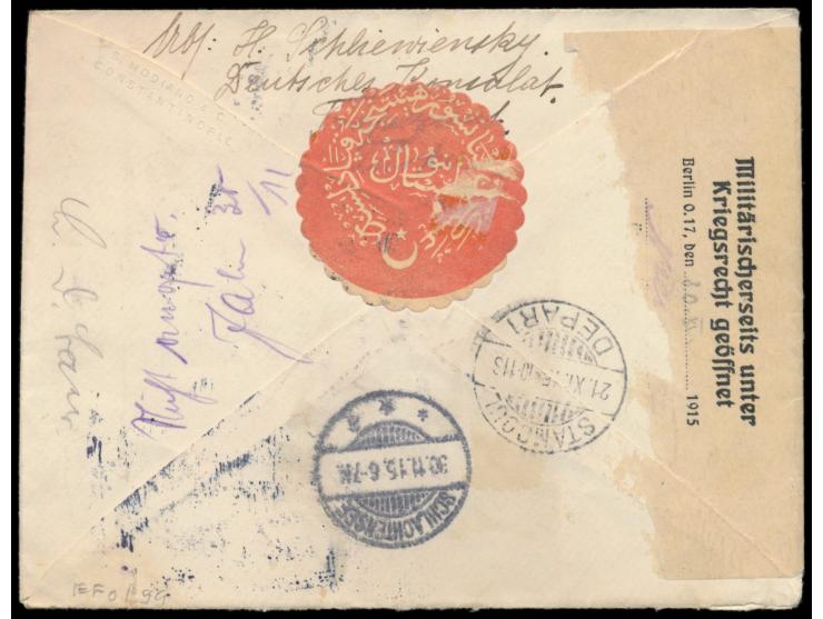 Georgische Legion, &nbsp;2 x 1 Pia. auf &nbsp;R-Brief &nbsp;mit Stempel &nbsp;Trebizonde &nbsp;8.11.15 nach Berlin-Schlachten
