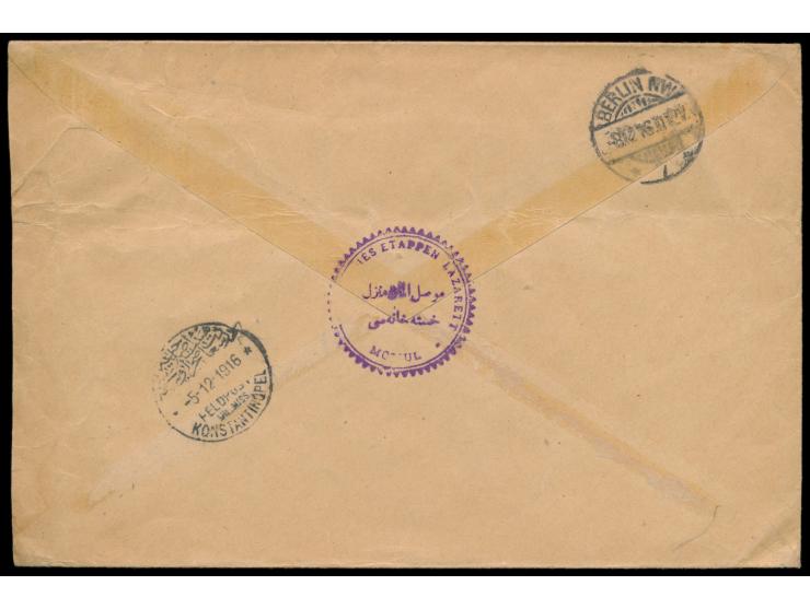 violetter zweisprachiger Stempel  Feldpost Deutsche Militär-Mission  14. Nov. 1916 während der Verwendung  in Mossul  auf  Ei