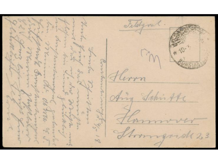 3 Feldpostkarten einer Korrespondenz aus der Türkei nach Hannover, 2 x Stempel Feldpost Mil. Miss. Konstantinopel 12.8.1917 (
