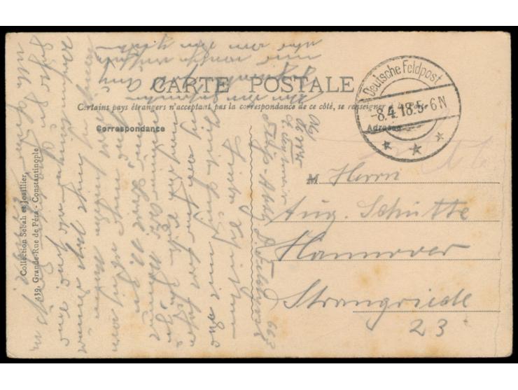 3 Feldpostkarten einer Korrespondenz aus der Türkei nach Hannover, alle mit Tarnstempel Deutsche Feldpost 5.10.17, 5.11.71 (F